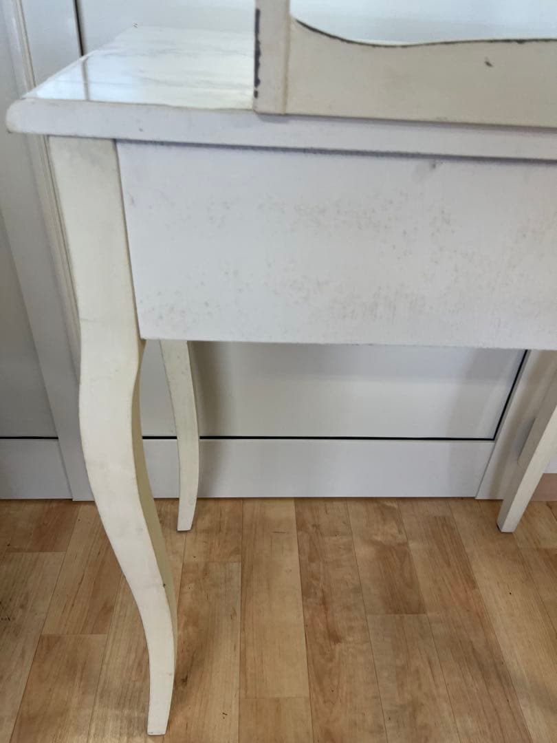 ドレッサー　鏡台　化粧台　大理石柄　昭和レトロ　白　ホワイト　おしゃれ