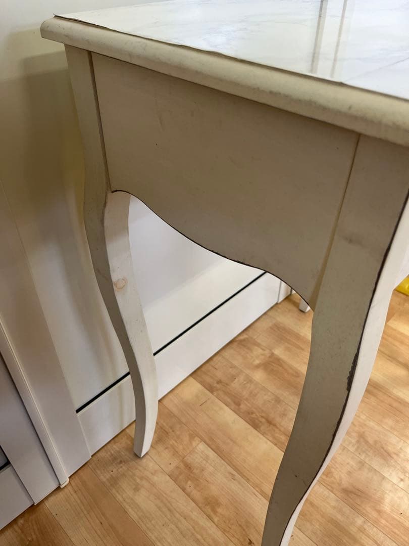 ドレッサー　鏡台　化粧台　大理石柄　昭和レトロ　白　ホワイト　おしゃれ