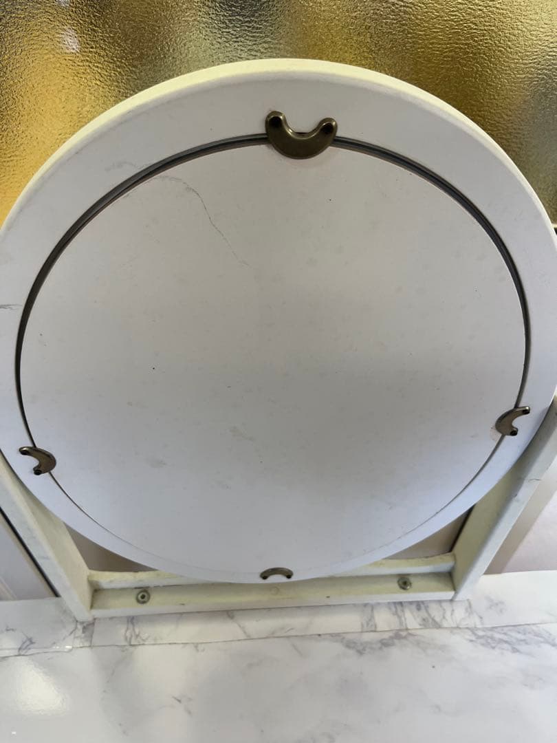 ドレッサー　鏡台　化粧台　大理石柄　昭和レトロ　白　ホワイト　おしゃれ