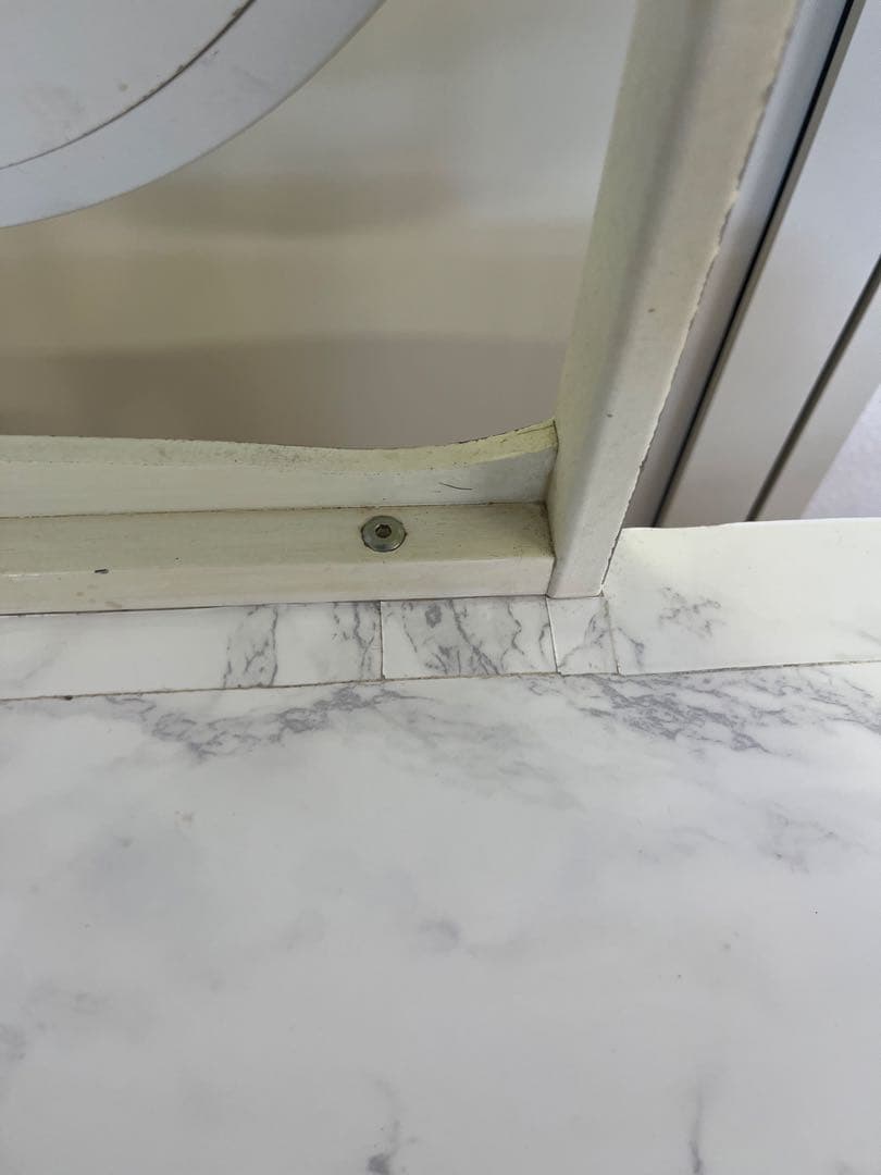 ドレッサー　鏡台　化粧台　大理石柄　昭和レトロ　白　ホワイト　おしゃれ