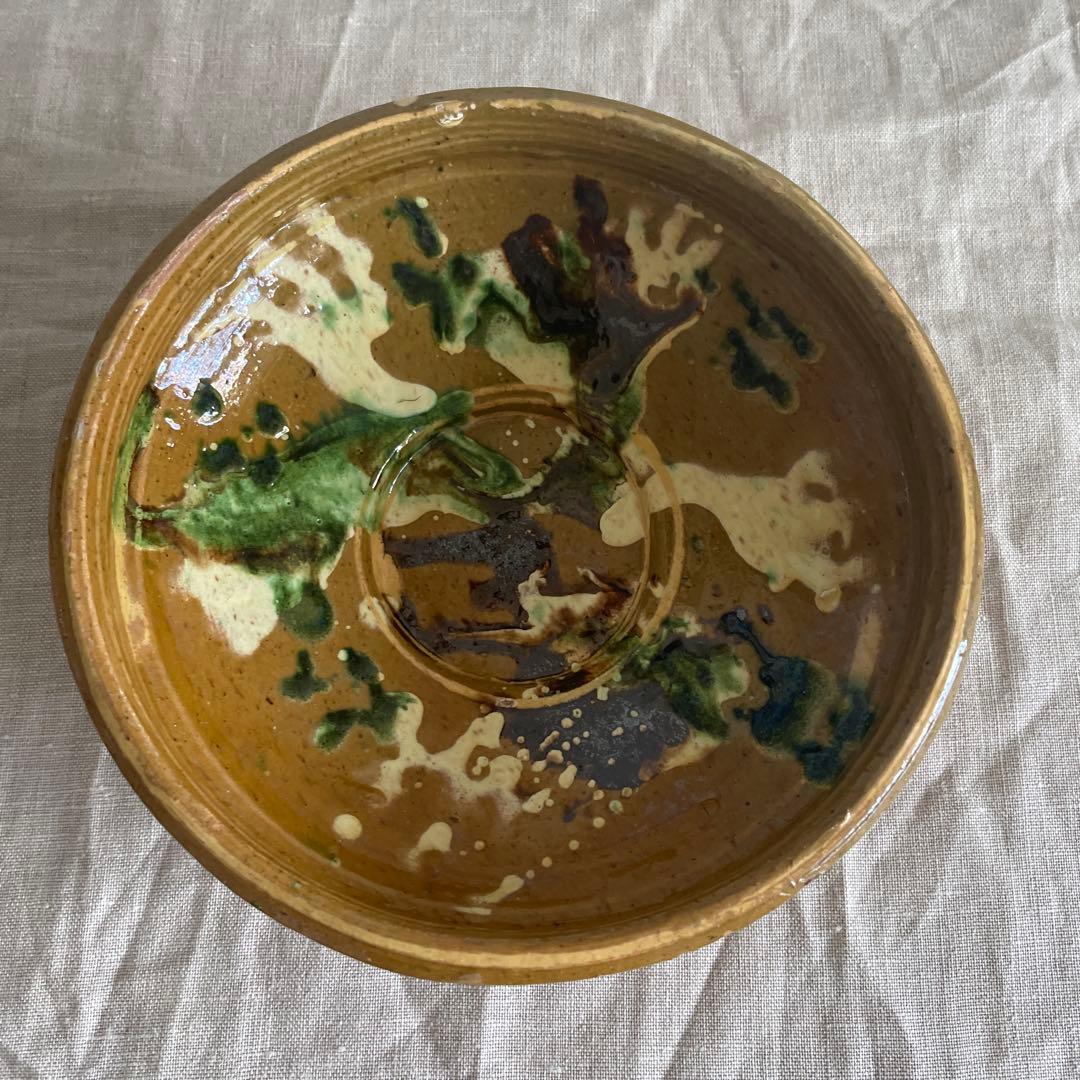 ヴィンテージ　アンティーク　皿　鉢　ボウル　スープ　スリップウェア　マーブル