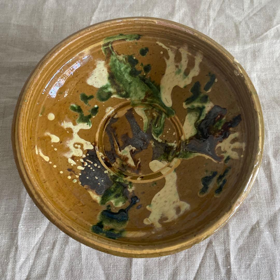 ヴィンテージ　アンティーク　皿　鉢　ボウル　スープ　スリップウェア　マーブル