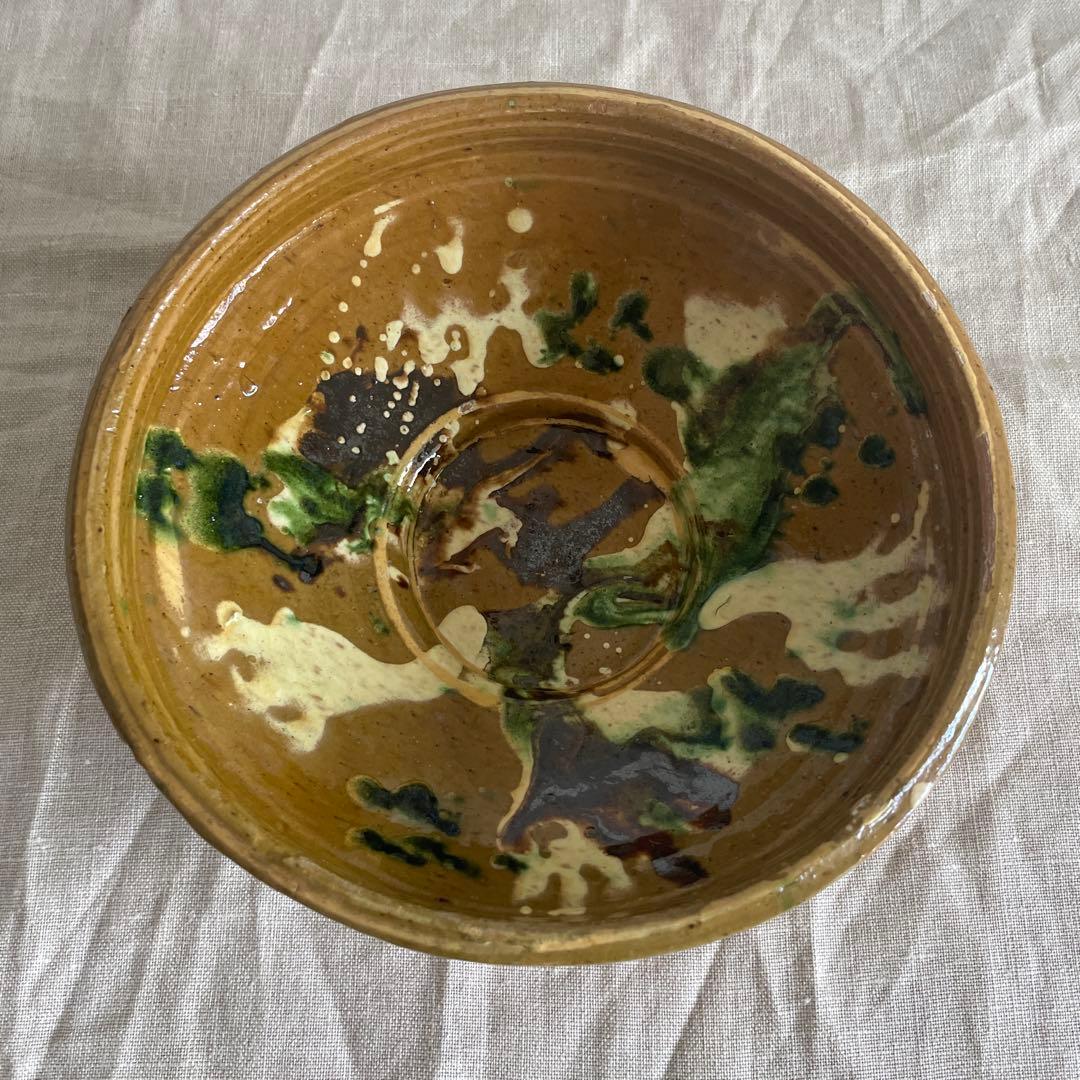ヴィンテージ　アンティーク　皿　鉢　ボウル　スープ　スリップウェア　マーブル