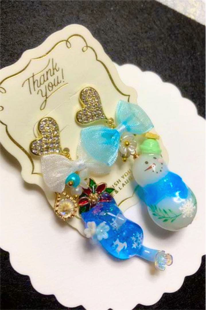 レジンピアス☆クリスマス猫ちゃん④