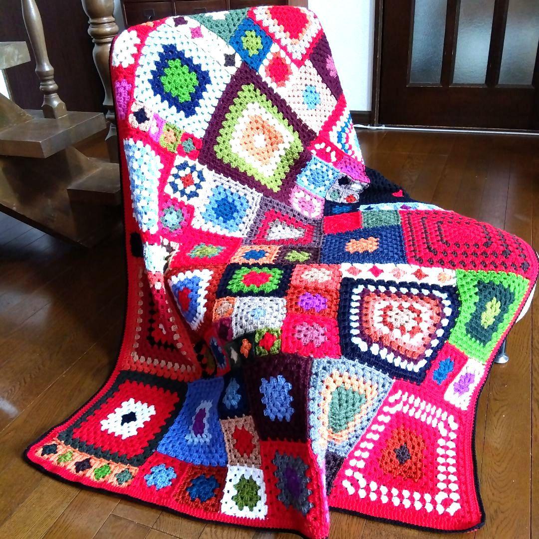 モチーフ編みブランケット　マルチカバー