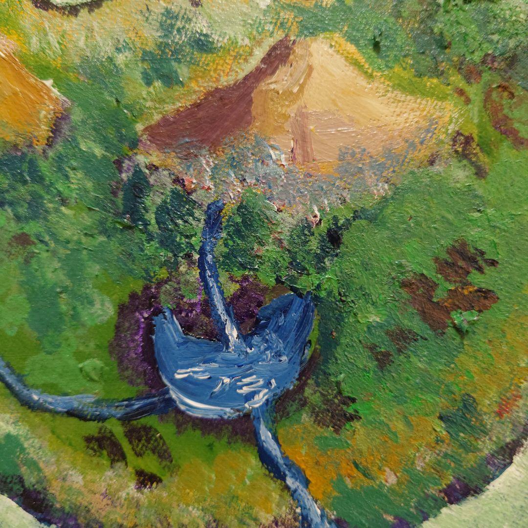 幻想的なファンタジー風景 猫の島 アクリル画