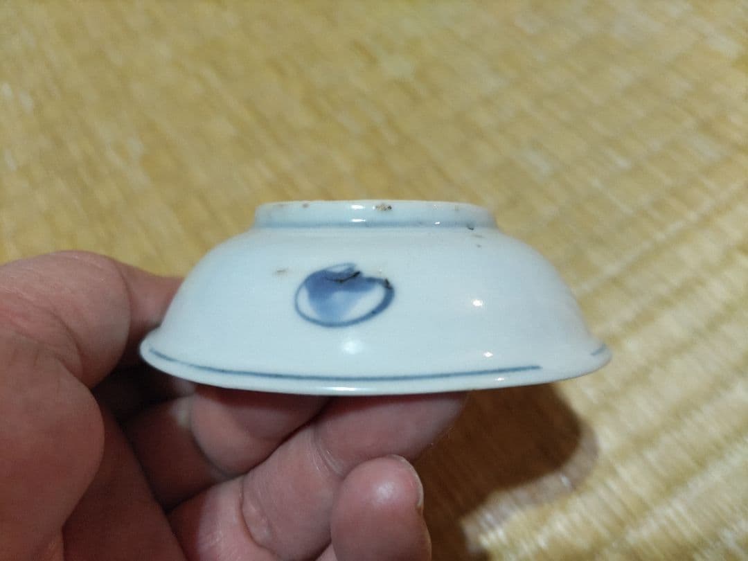 古染付　水鳥図　平盃（径8.8cm）明・景徳鎮