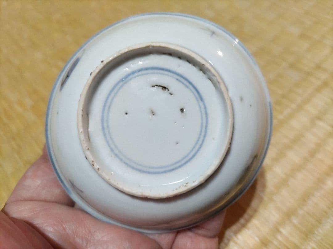 古染付　水鳥図　平盃（径8.8cm）明・景徳鎮