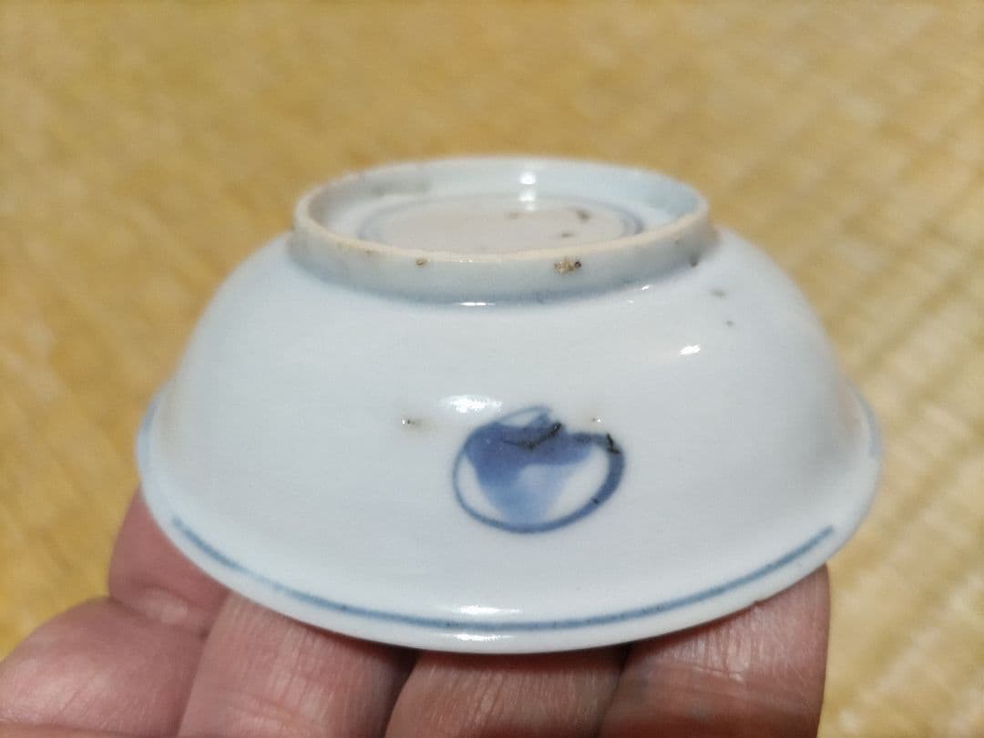 古染付　水鳥図　平盃（径8.8cm）明・景徳鎮