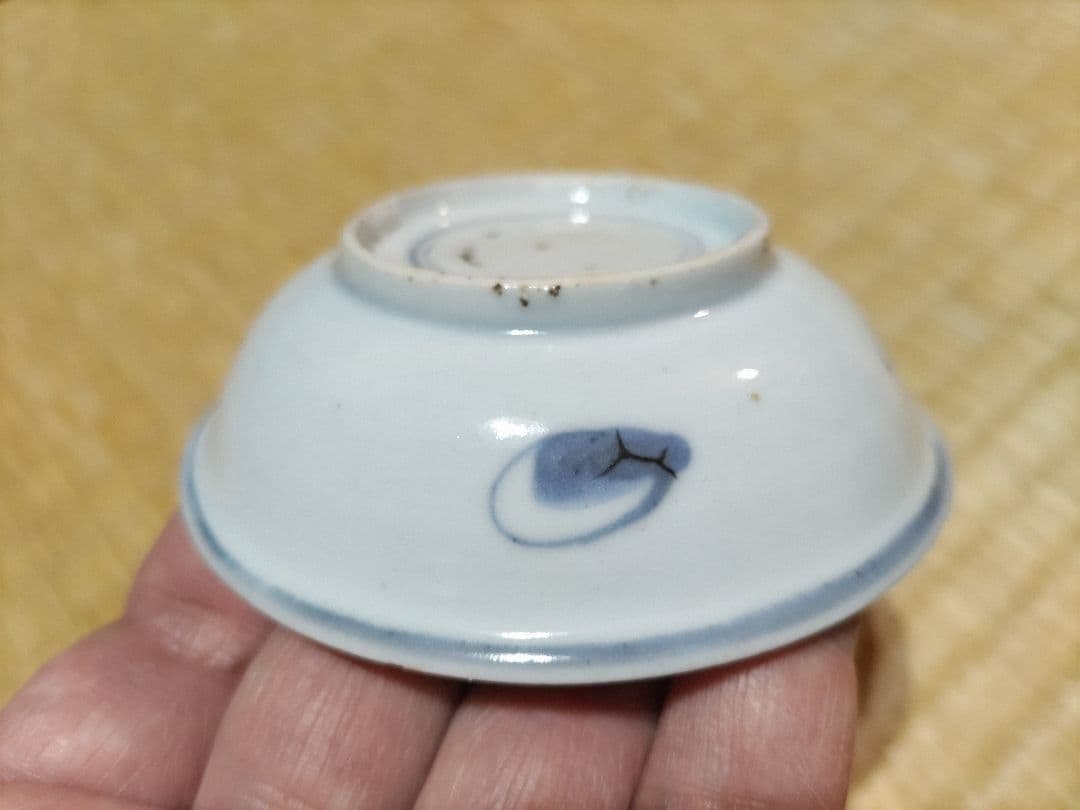 古染付　水鳥図　平盃（径8.8cm）明・景徳鎮