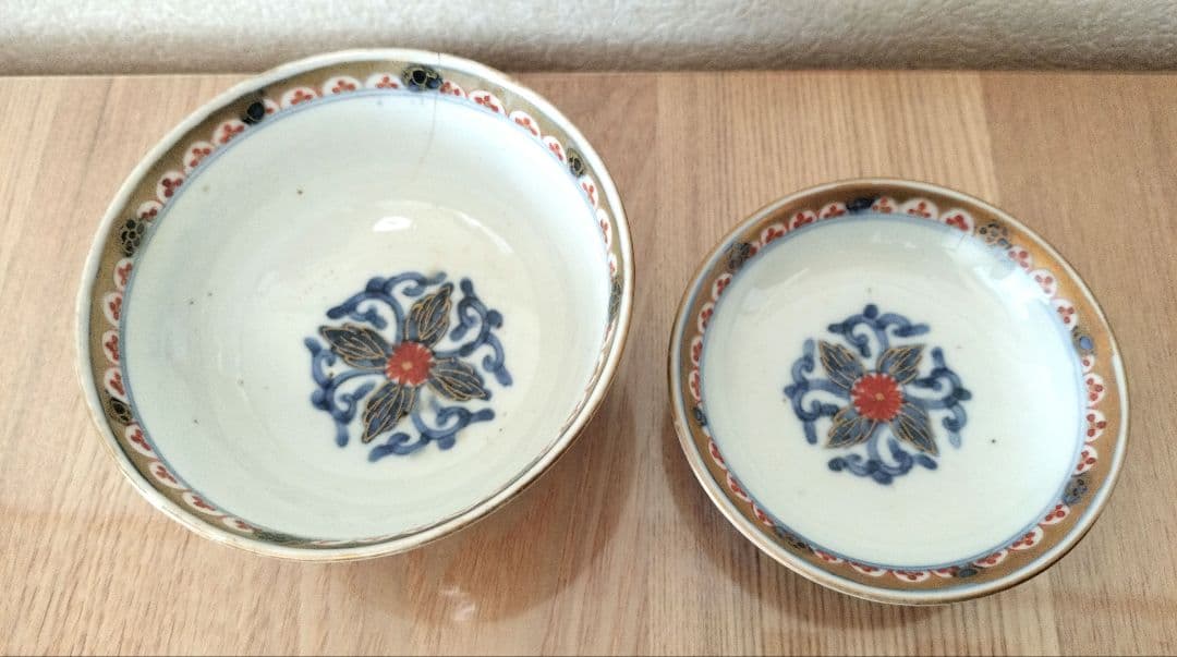 色絵　唐草文なます、小皿、飯碗セット