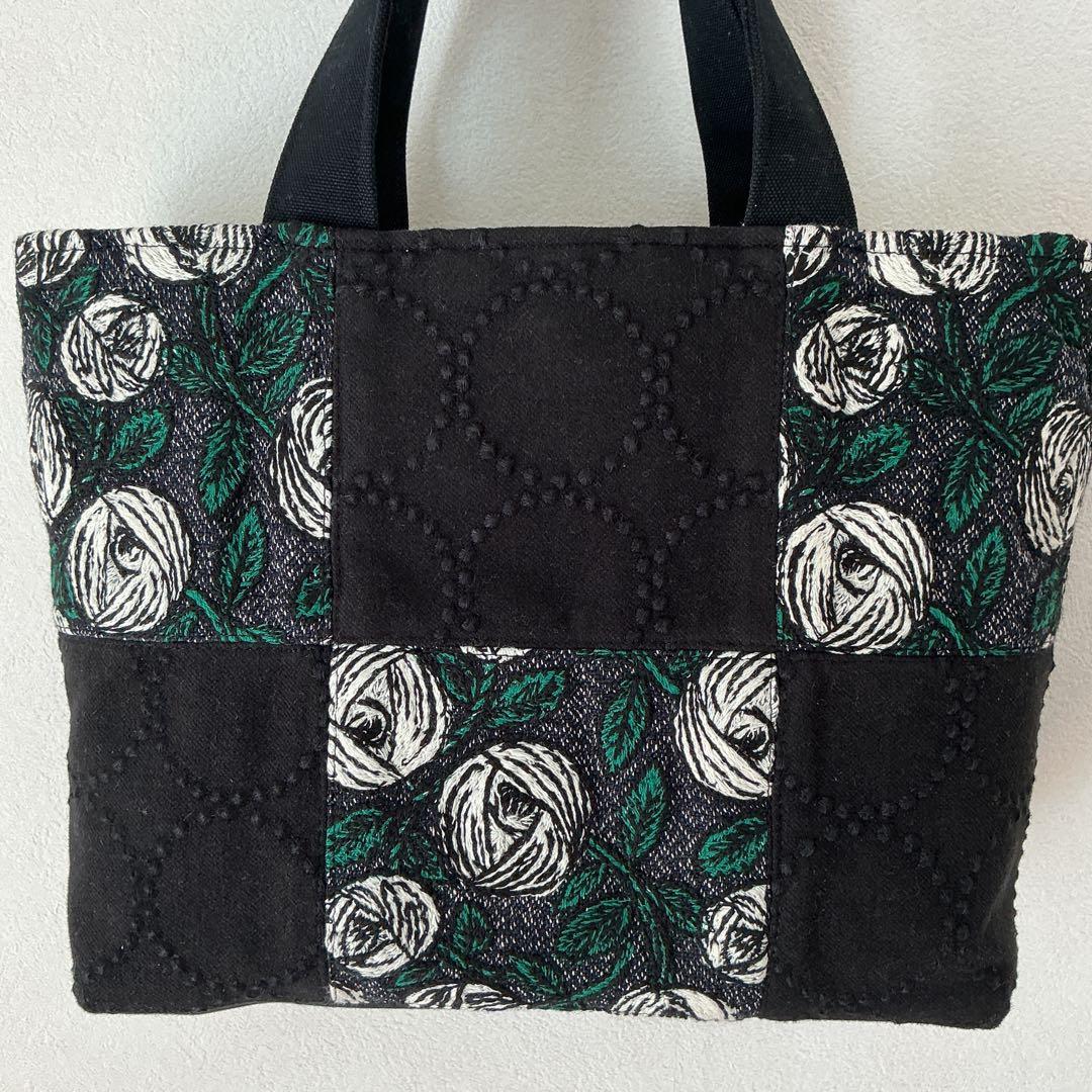 rosy&黒タンバリンdop×黒　トートバッグ