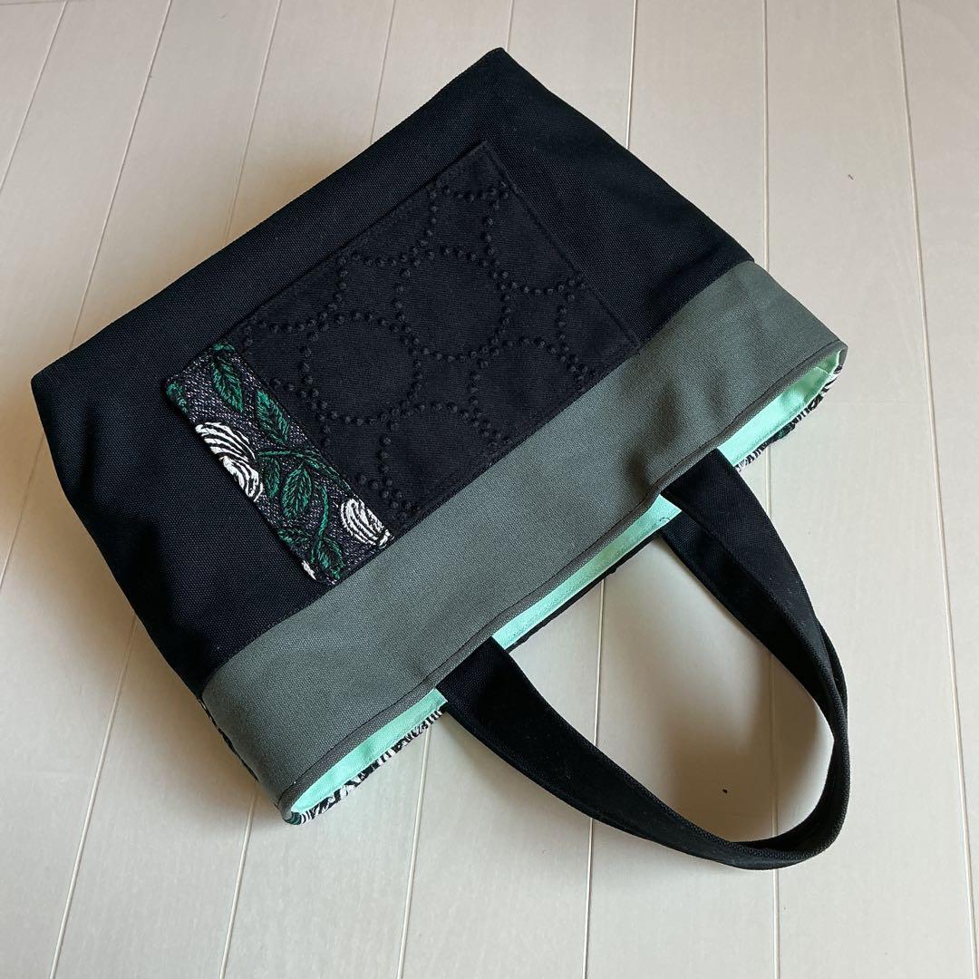 rosy&黒タンバリンdop×黒　トートバッグ