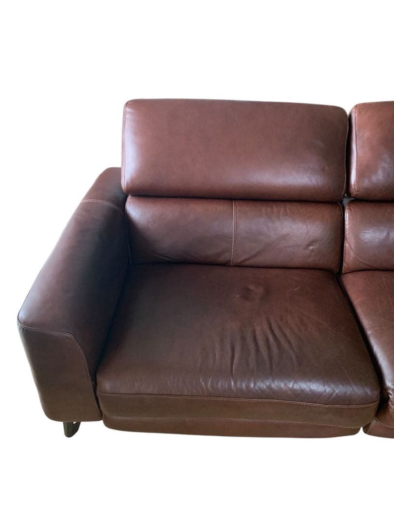 ニトリ Nビリーバ2 電動リクライニングソファ2人掛け本革ブラウン 大阪限定