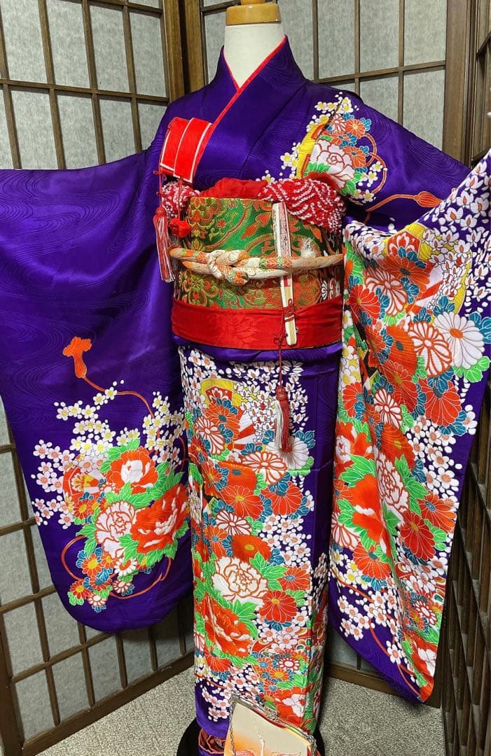 七五三、日本舞踊、7歳紫お着物