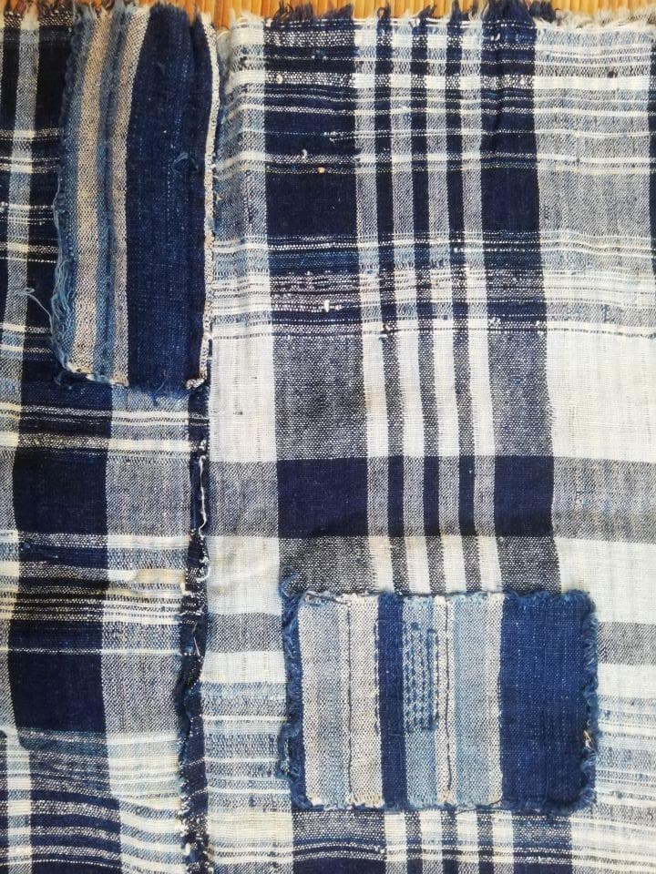 時代 襤褸 ボロ　敷物 藍染 木綿・古布