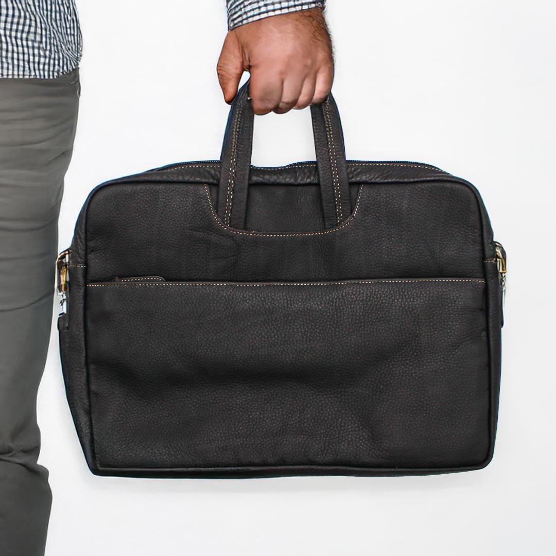 本革ビジネスバッグ レザー ブリーフ ケース A4収納 メンズ ショルダー付き2