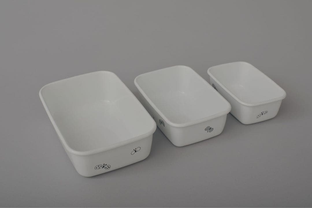 ミナペルホネンchouchoレクタングル深型保存容器タッパー新品3点野田琺瑯
