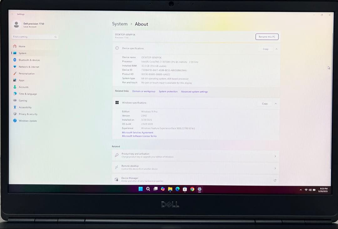 Windowsノート本体 Dell Precision 7750 i7 10750H rtx3000