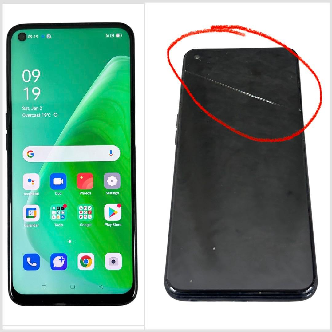 【中古】OPPO A545G 背面ガラスひびありau/UQ向けSIMロックあり