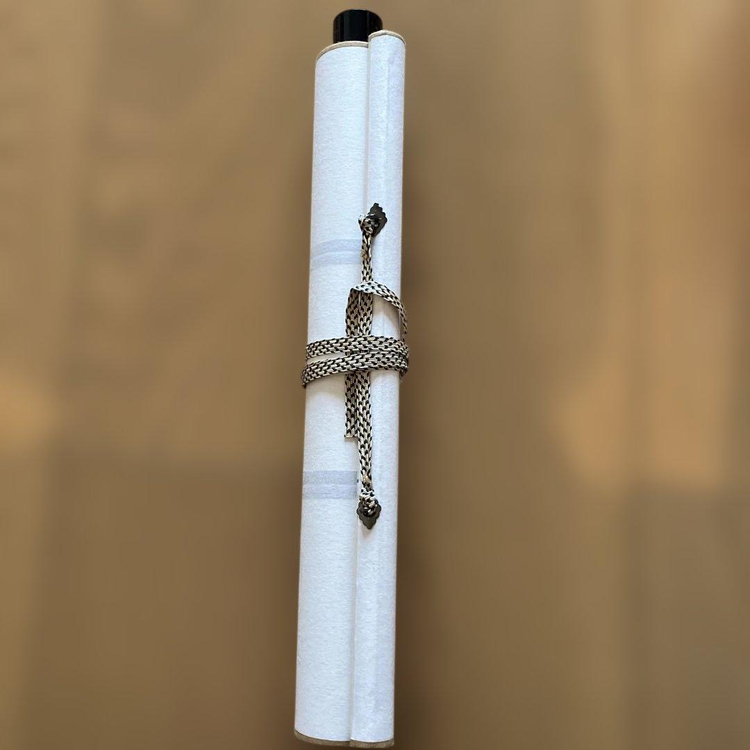 色紙掛軸 書「一期一会」 大徳寺派宗源 茶道 卍繋ぎ 唐草地紋