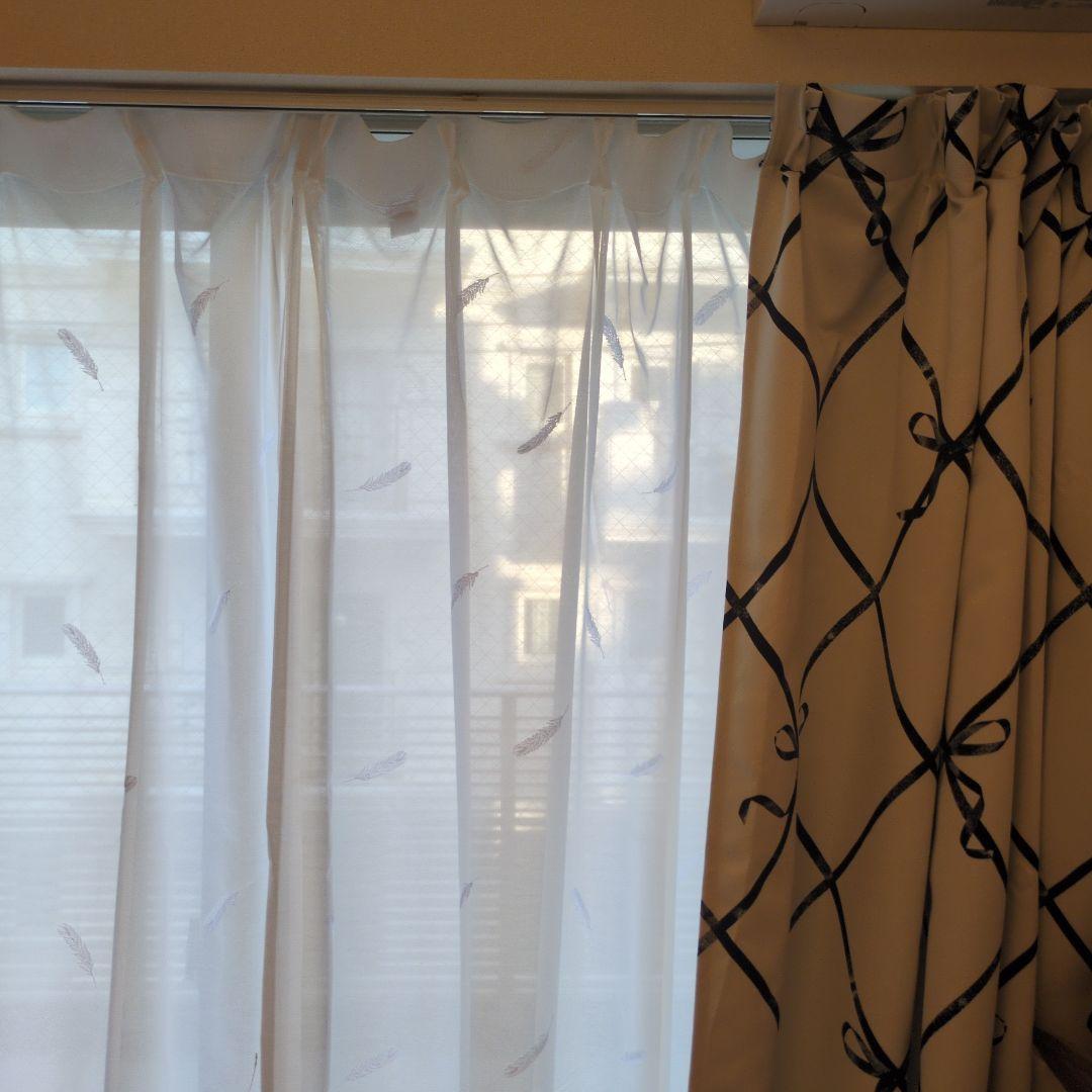 最終！新品！　Ｆｒａｎｃｆｒａｎｃ　ボルダプルマレースカーテン①１９８ｃｍ✕２枚