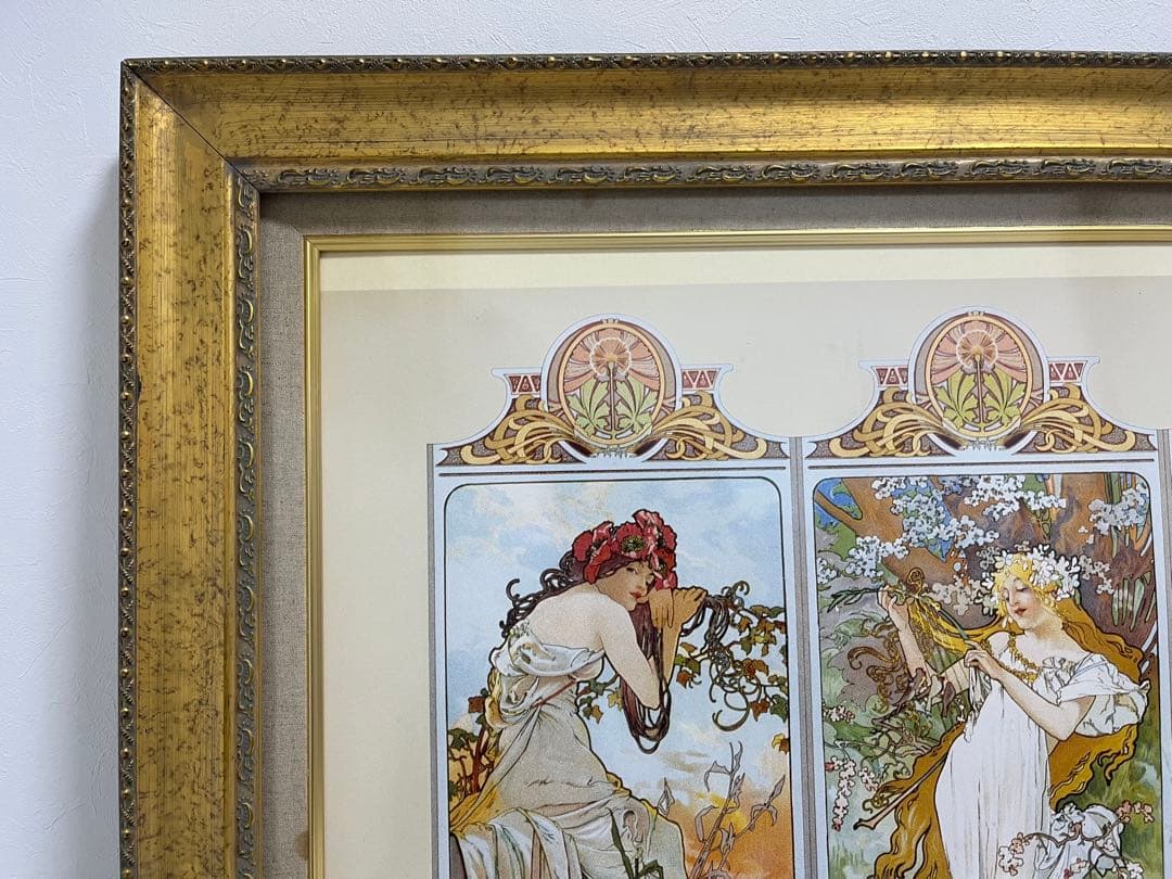 【82×107】アルフォンス・ミュシャ アール・ヌーヴォー 『四季』の装飾パネル