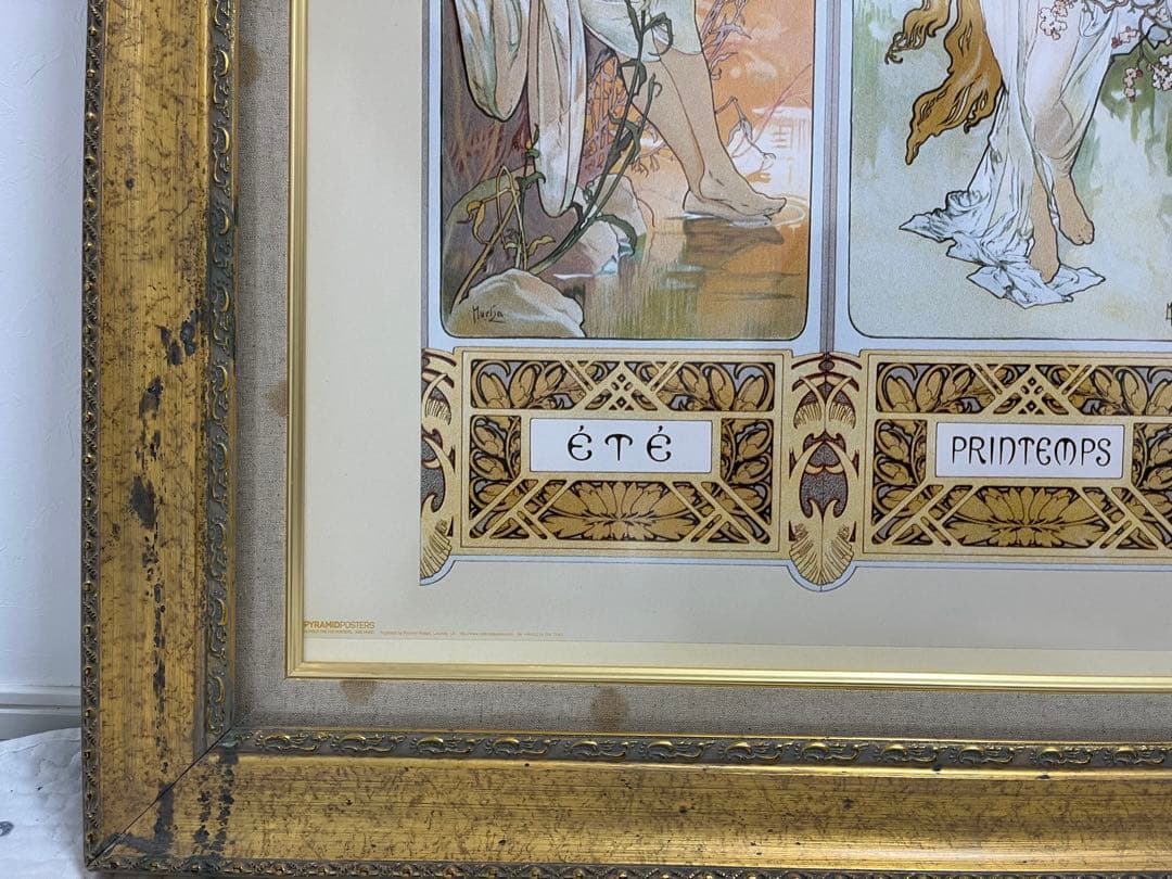 【82×107】アルフォンス・ミュシャ アール・ヌーヴォー 『四季』の装飾パネル