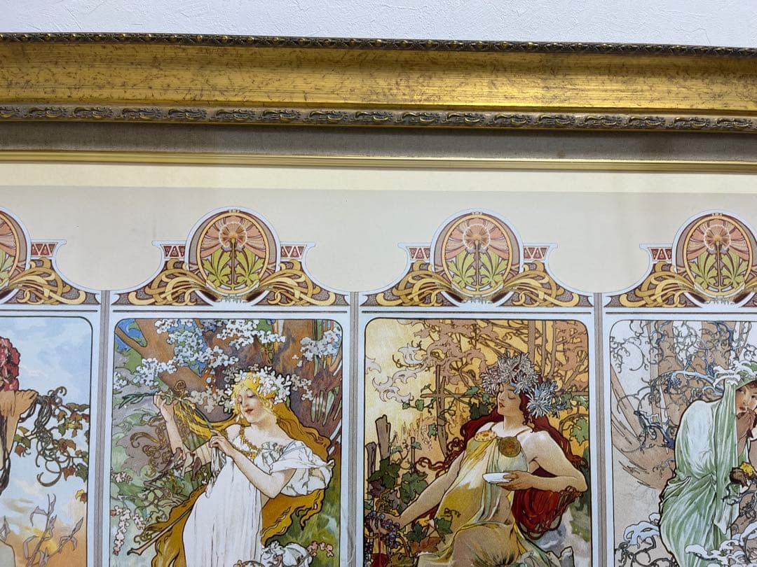 【82×107】アルフォンス・ミュシャ アール・ヌーヴォー 『四季』の装飾パネル