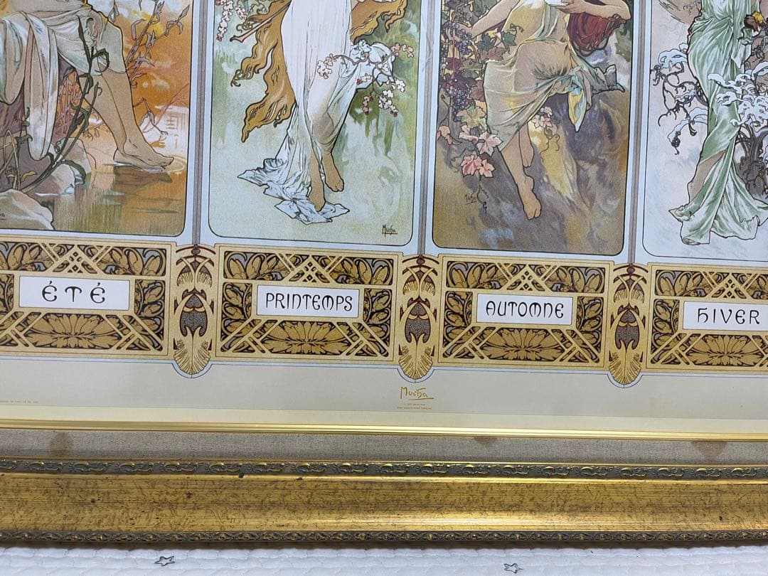 【82×107】アルフォンス・ミュシャ アール・ヌーヴォー 『四季』の装飾パネル