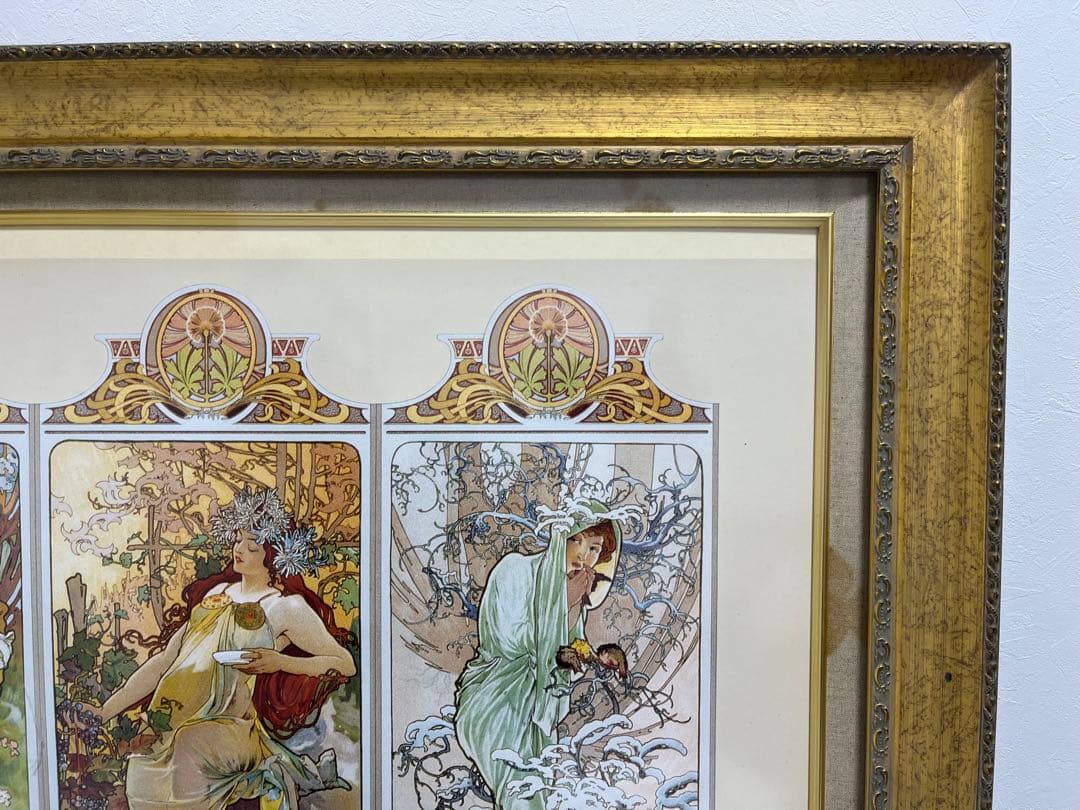 【82×107】アルフォンス・ミュシャ アール・ヌーヴォー 『四季』の装飾パネル