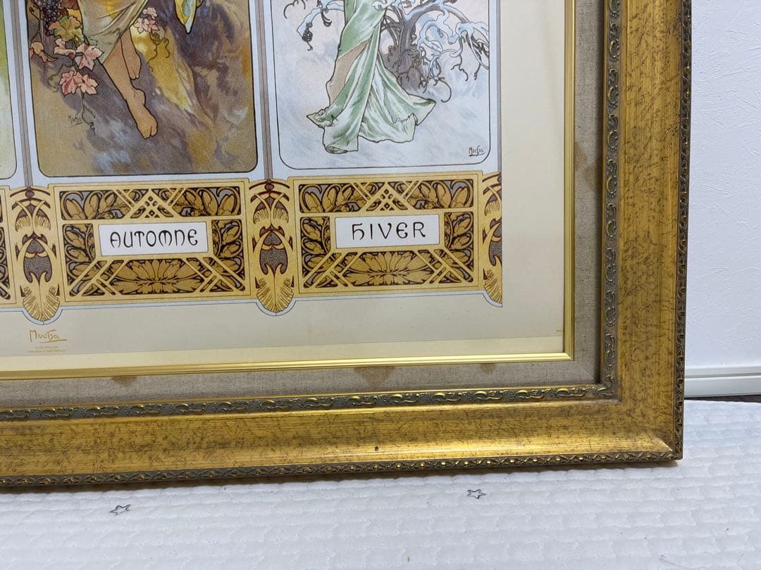 【82×107】アルフォンス・ミュシャ アール・ヌーヴォー 『四季』の装飾パネル