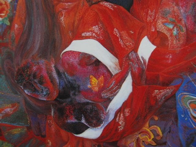 世戸瑛子、【自己曼陀羅～牡丹之図】、希少な画集画、新品高級額 額装付