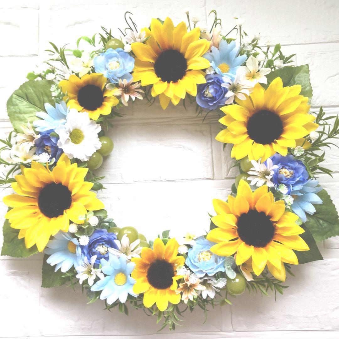 ✤ ✤ 大きめ ♬ ひまわり造花リース  35cm  ✤ ✤