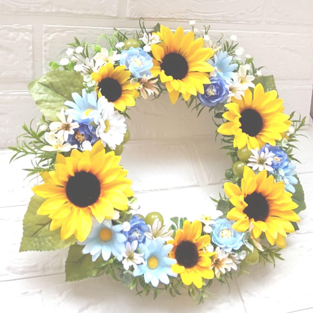 ✤ ✤ 大きめ ♬ ひまわり造花リース  35cm  ✤ ✤