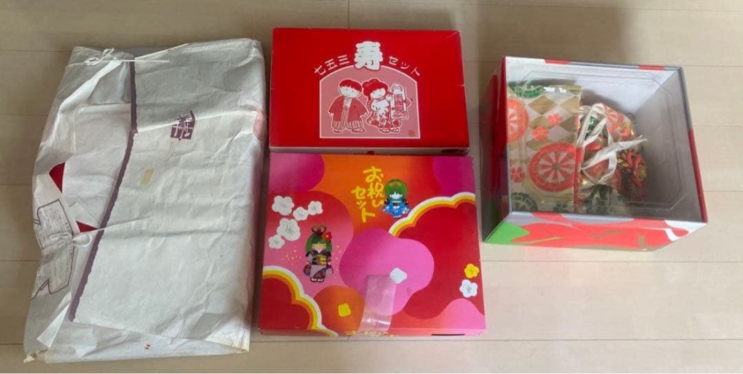 赤い花柄着物 子供用 七五三