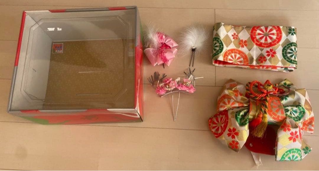 赤い花柄着物 子供用 七五三