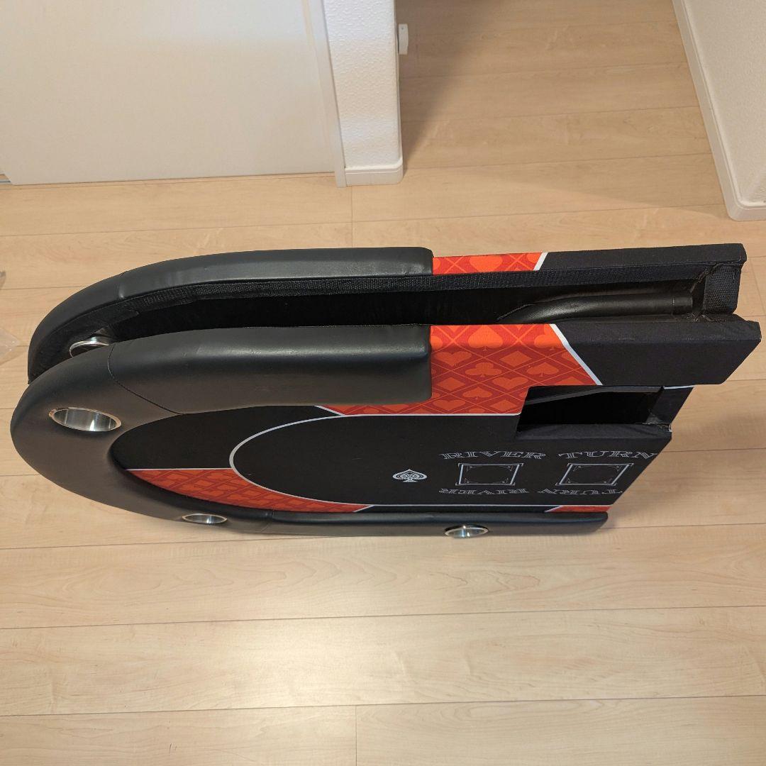 【本格仕様】ポーカーテーブル 折りたたみ式 6人用 カップホルダー・チップトレイ