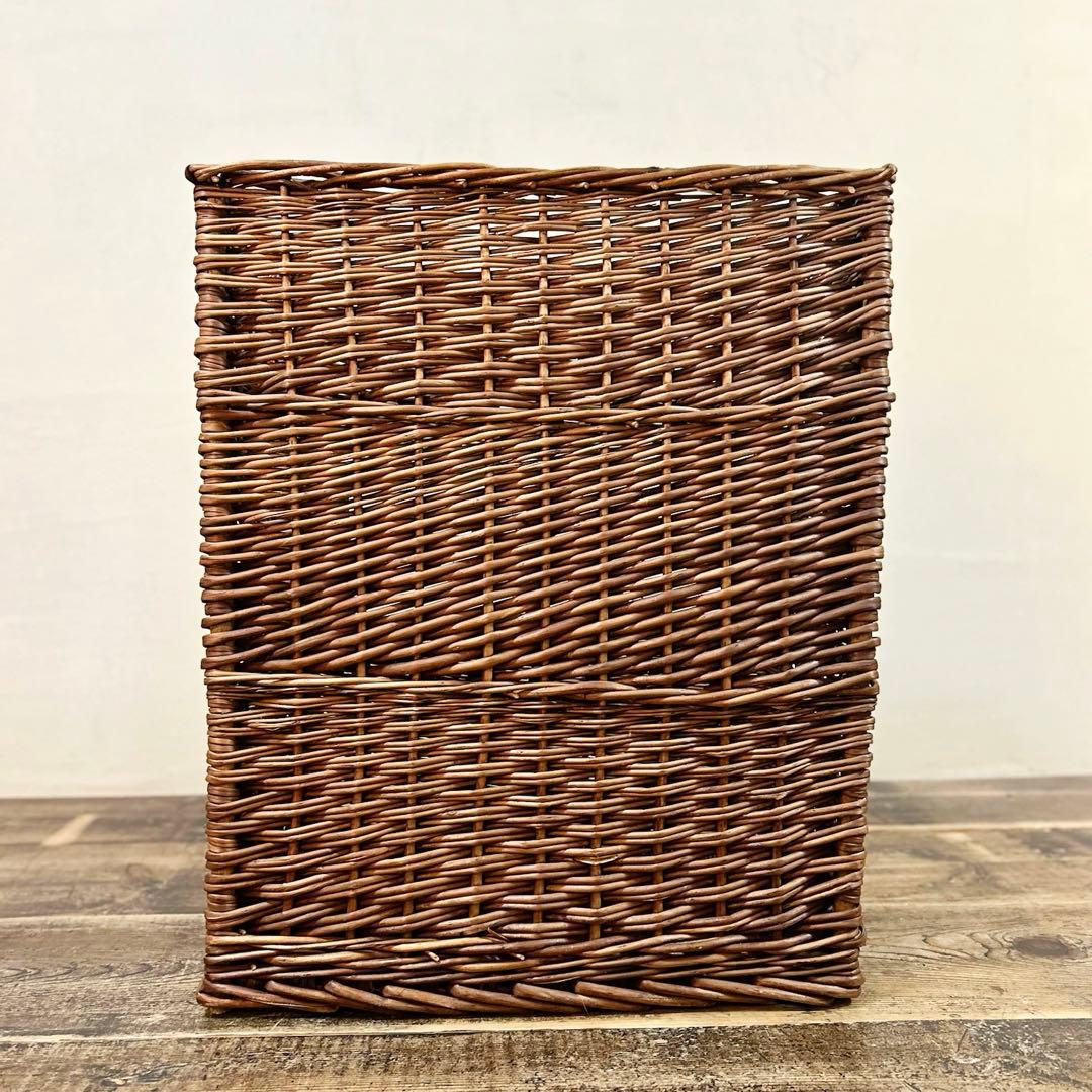 1960年代　柳編み 収納かご バスケット 木彫装飾 鳥 手編み ウィロー　藤