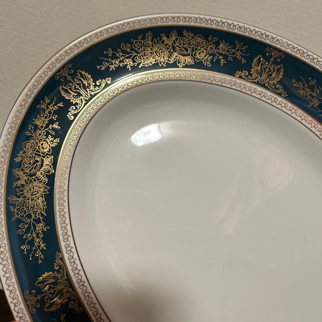 ウェッジウッド　コロンビア　ブルー&ゴールド　オーバルプレート　ディナープレート