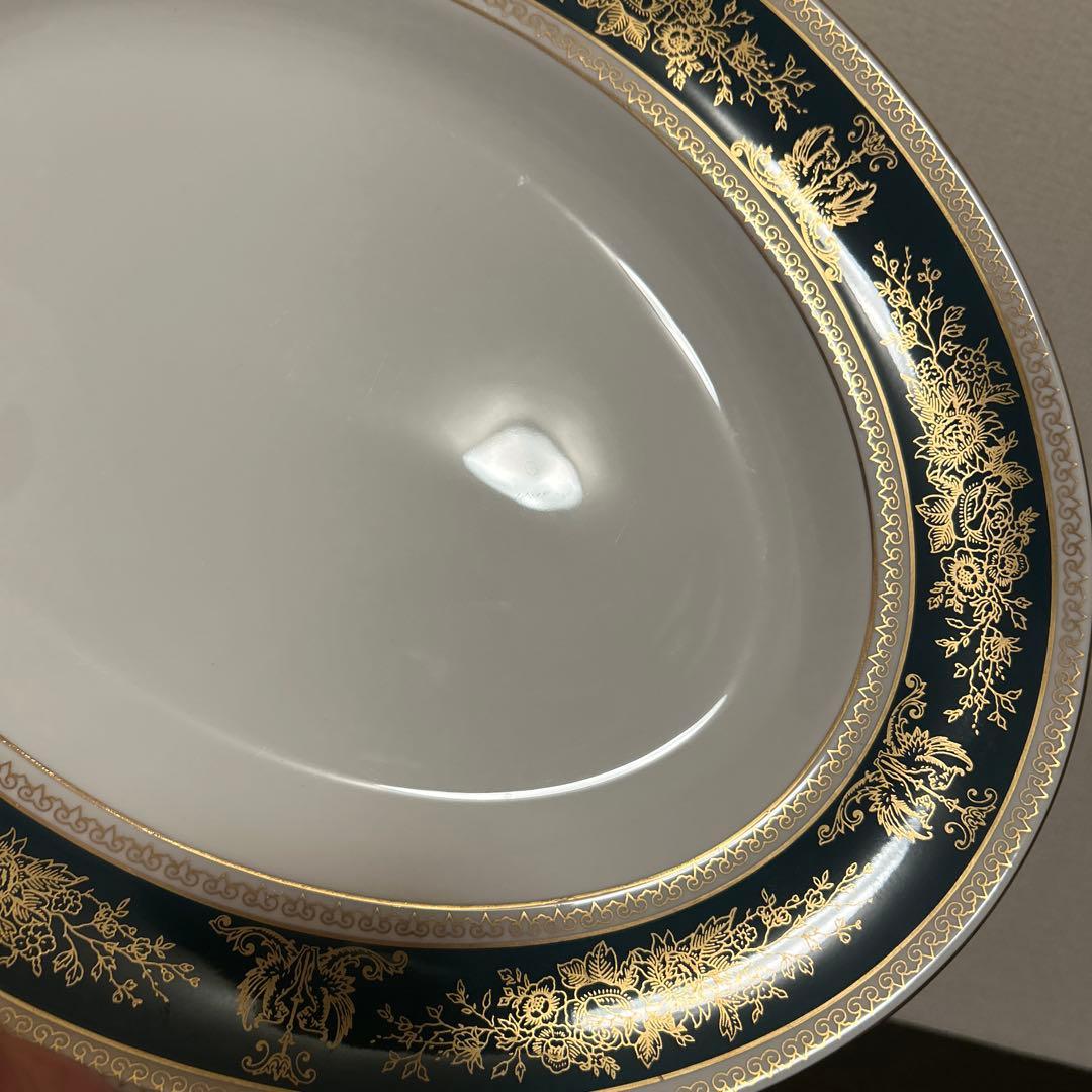 ウェッジウッド　コロンビア　ブルー&ゴールド　オーバルプレート　ディナープレート