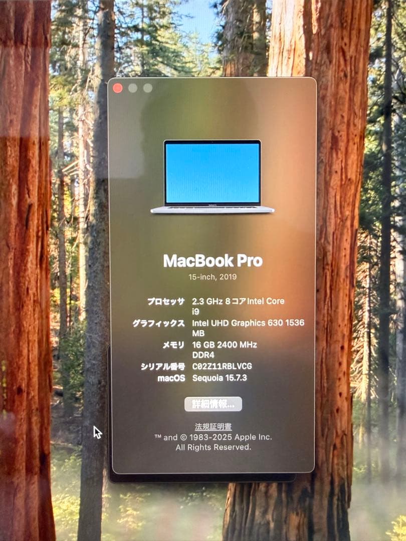 15インチMacBook Pro シルバー Touch Bar付き