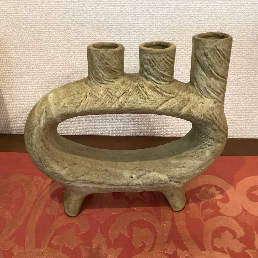 草月流 変形花器 三つ首 フラワーベース 生花 ヴィンテージ