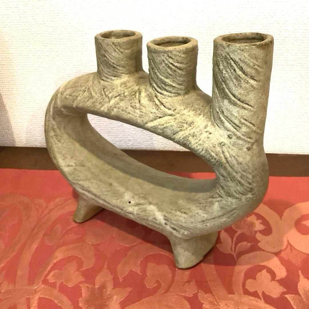 草月流 変形花器 三つ首 フラワーベース 生花 ヴィンテージ