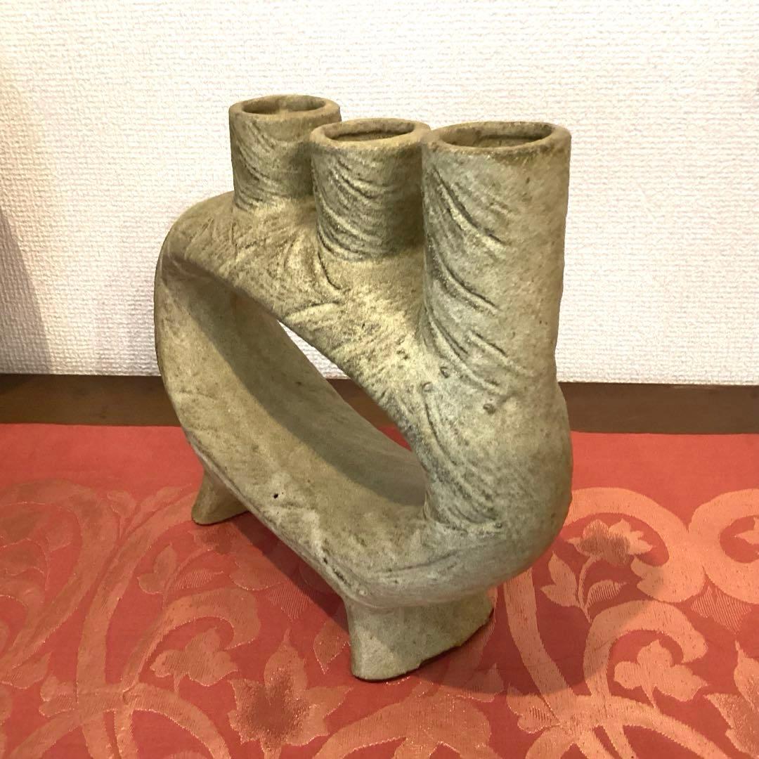 草月流 変形花器 三つ首 フラワーベース 生花 ヴィンテージ