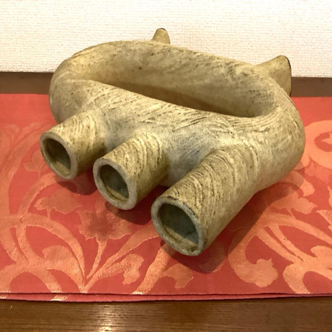 草月流 変形花器 三つ首 フラワーベース 生花 ヴィンテージ