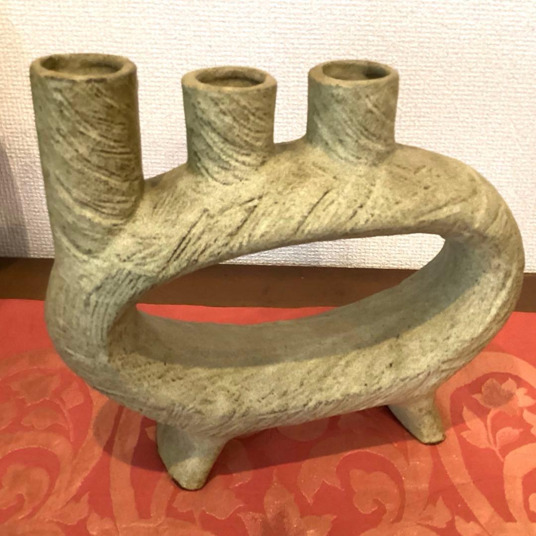 草月流 変形花器 三つ首 フラワーベース 生花 ヴィンテージ