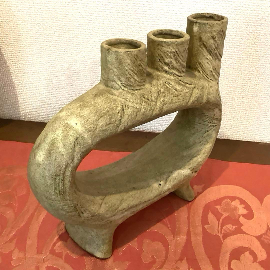 草月流 変形花器 三つ首 フラワーベース 生花 ヴィンテージ
