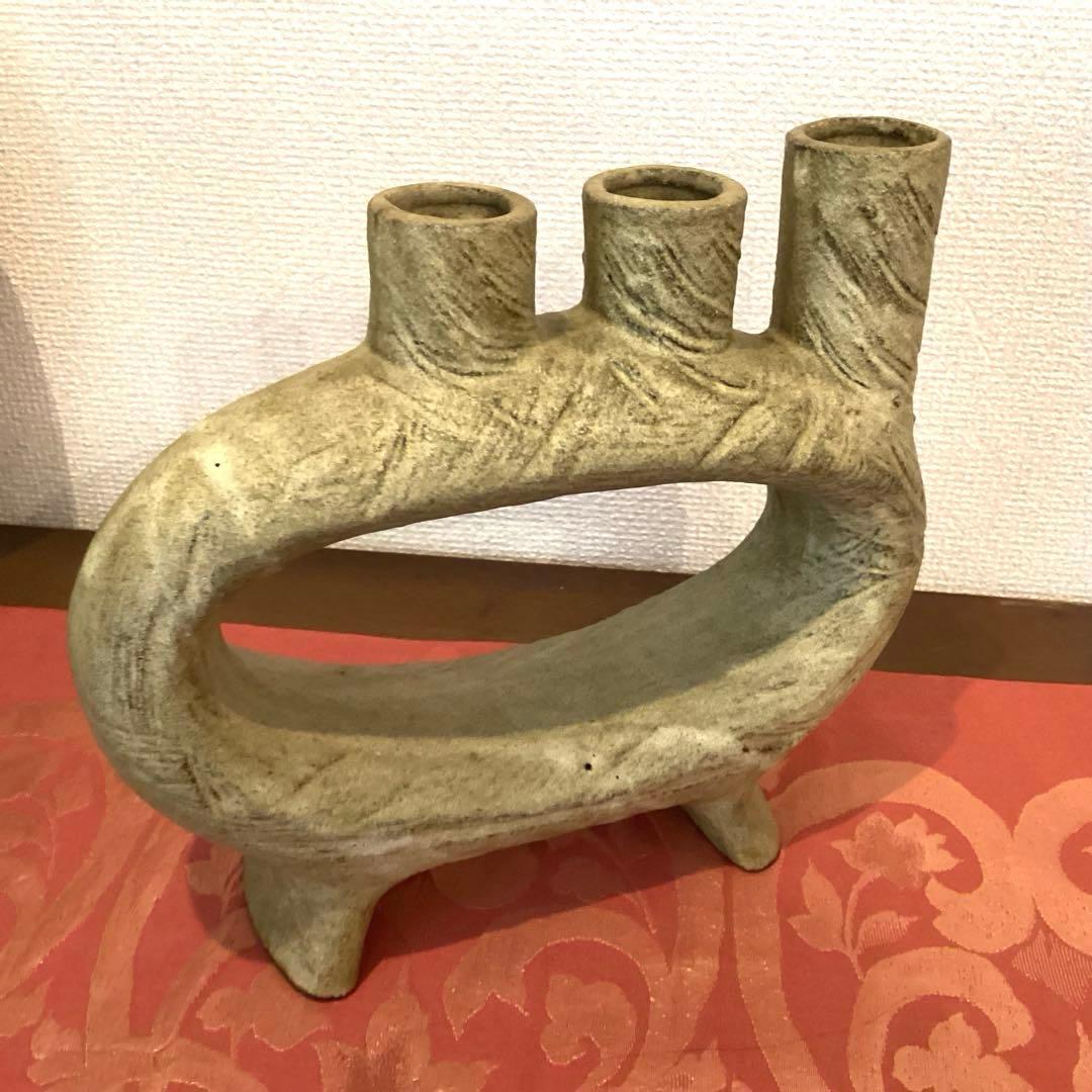 草月流 変形花器 三つ首 フラワーベース 生花 ヴィンテージ