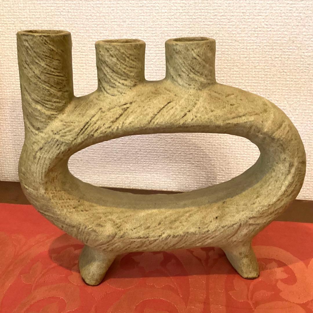 草月流 変形花器 三つ首 フラワーベース 生花 ヴィンテージ